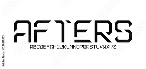 Futuristic ancient modern techno sci fi display font, abstract geometric stencil expanded alphabet, clean monospaced letter set tech typeface 