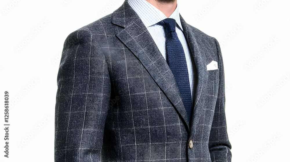 Closeup Of Mens Gray Suit Jacket With Blue Tie And White Shirt Closeup Of Mens Gray Suit Jacket With Blue Tie And White Shirt