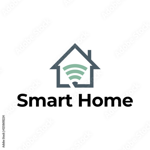 Smart house logo. Smart home logo icon with wireless connection concept.
