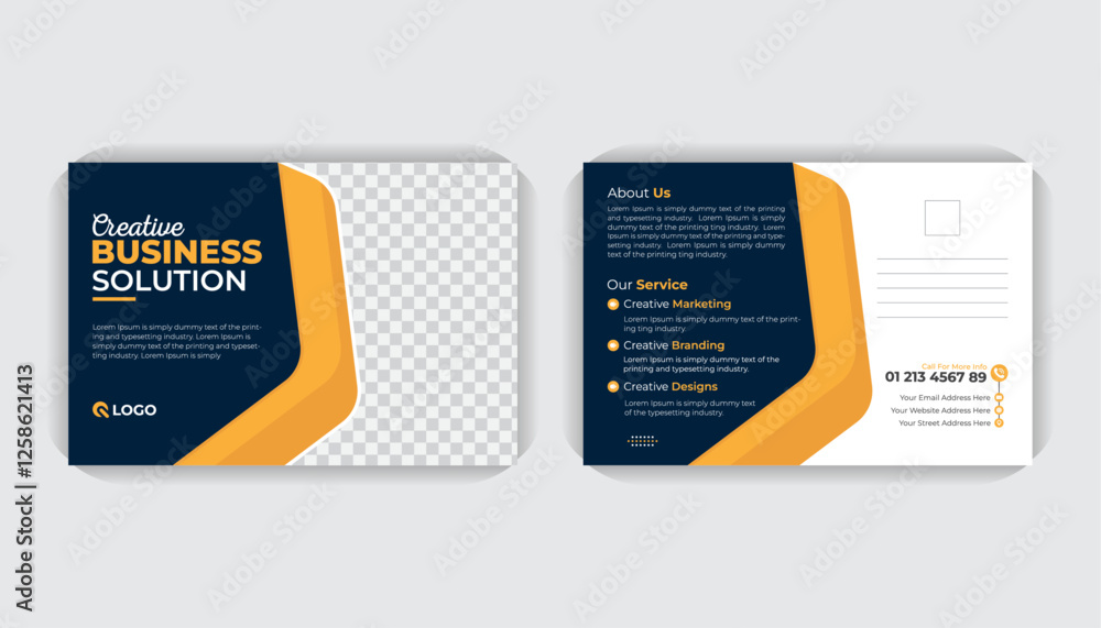 Double sided Landscape poster, creative business solution marketing agency business postcard template
Double sided Landscape poster, creative business solution marketing agency business postcard template