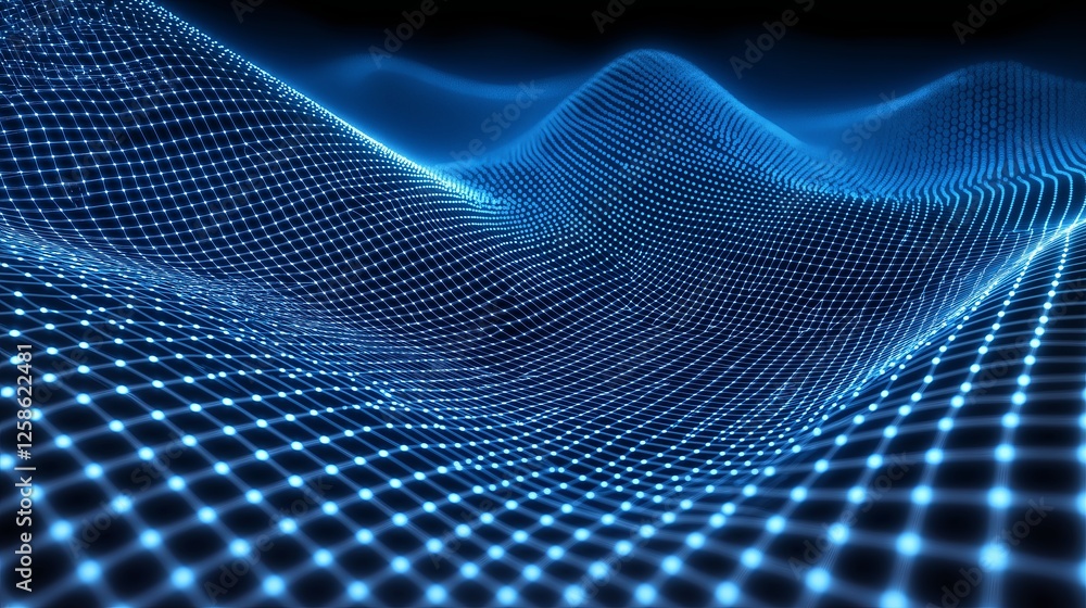 Fototapeta premium A futuristic neon grid, bending and warping