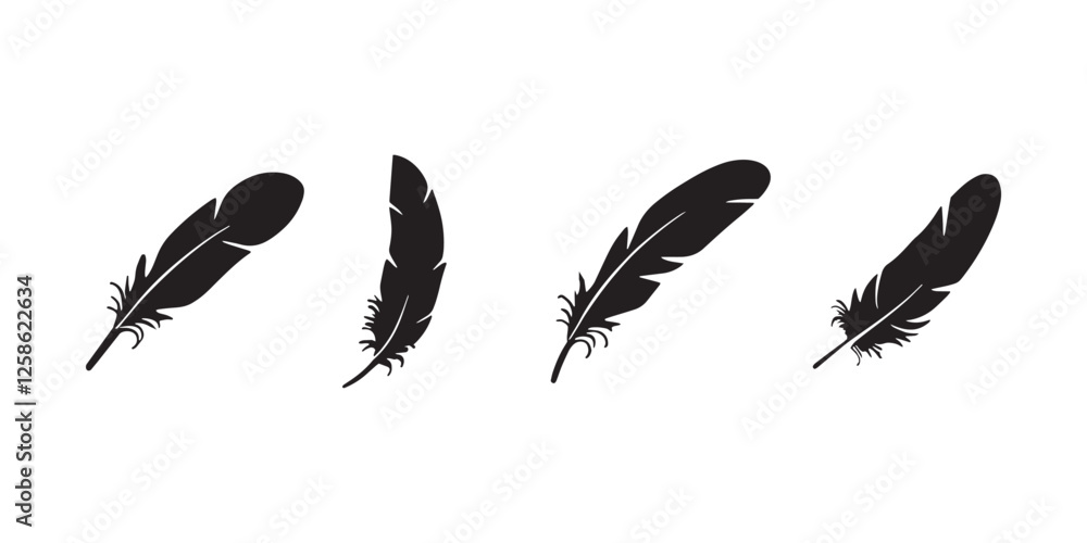 Feather Silhouette Vector Set Feather Silhouette Vector Set