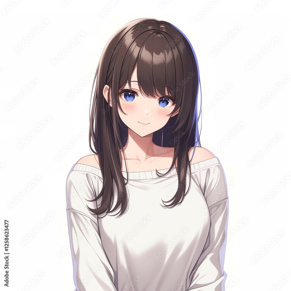 アニメ調の美少女の切り抜き用素材 アニメ調の美少女の切り抜き用素材