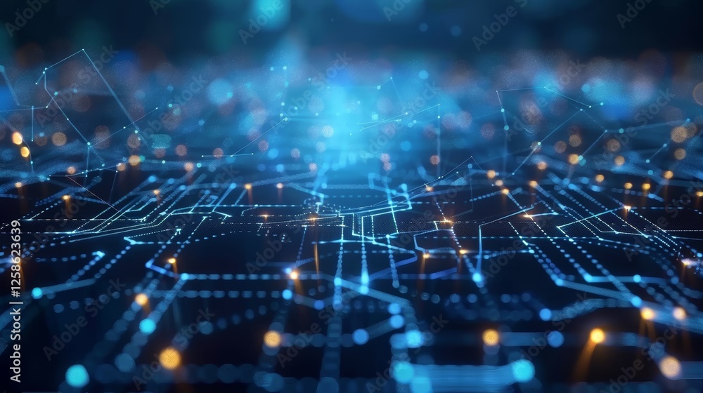 Abstract digital circuit board on blue tech background with connected lines for ai innovation Abstract digital circuit board on blue tech background with connected lines for ai innovation
