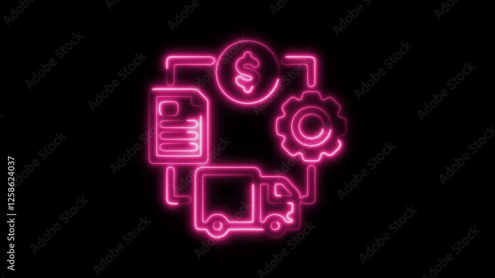 Glowing neon value chain icon isolated on black background. HD Video motion graphic animation Glowing neon value chain icon isolated on black background. HD Video motion graphic animation