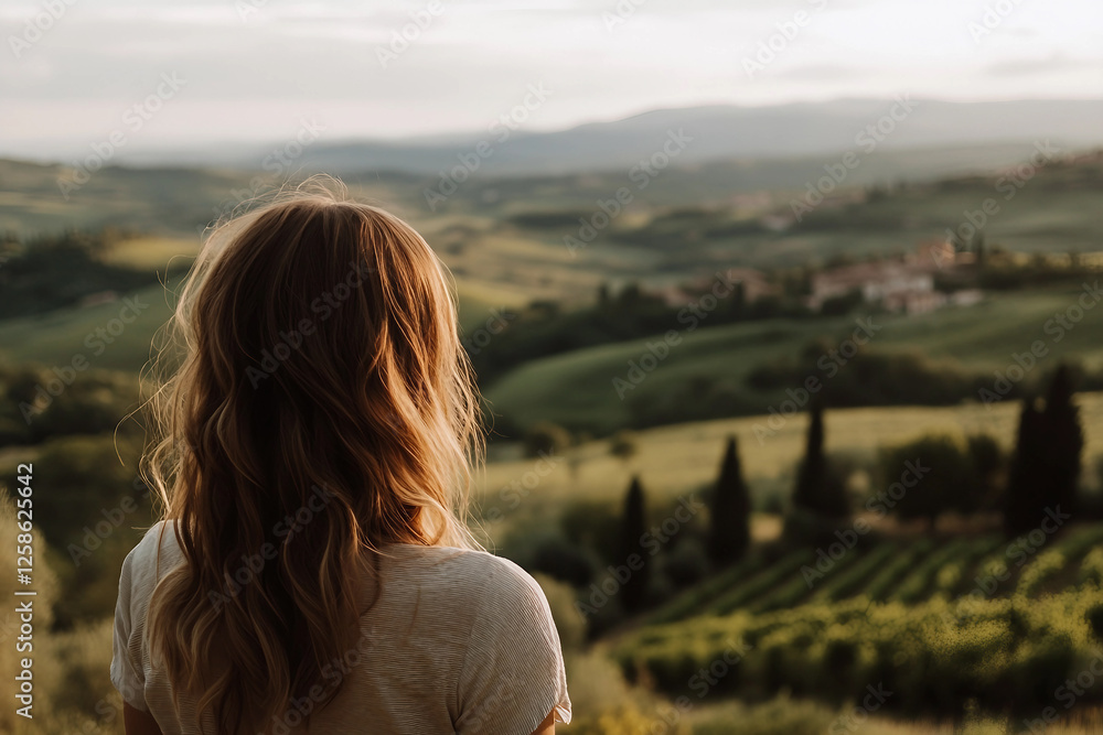 A traveler woman in field generative AI A traveler woman in field generative AI
