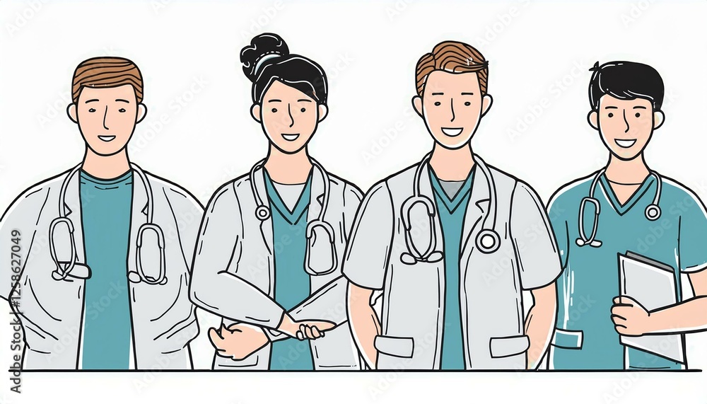 Medical doctor doodle line character set. Doctor team. Medical staff doctor and nurse group. perfect any project. isolated. Medical doctor doodle line character set. Doctor team. Medical staff doctor and nurse group. perfect any project. isolated.