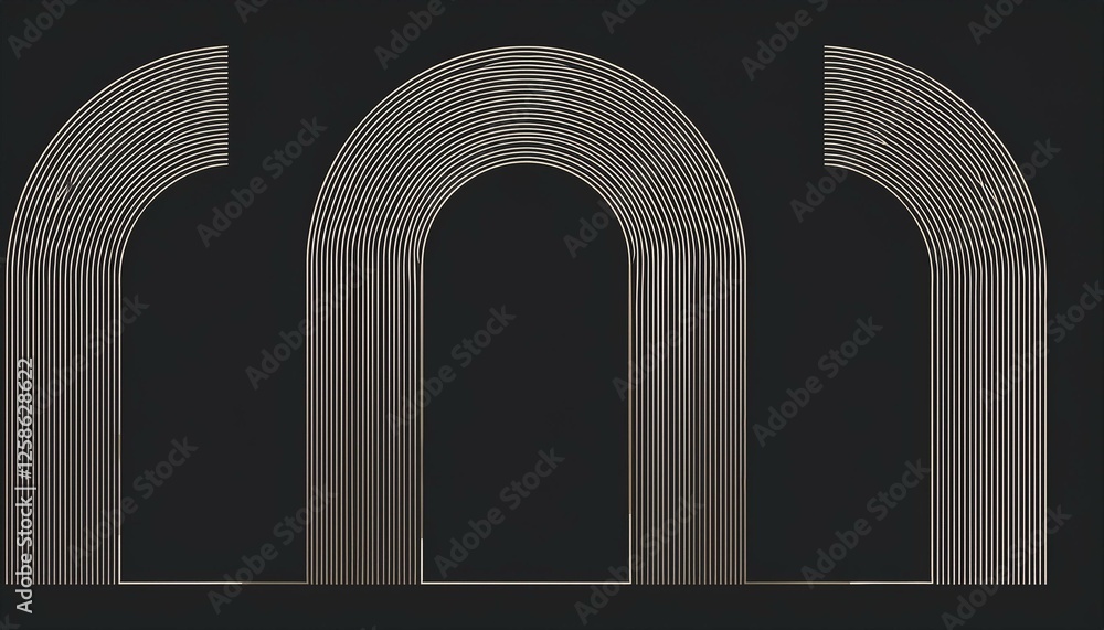 Fototapeta premium Line arch frame set. Minimal line style arch, oval shape boho frame element for badge, logo design. perfect any project.