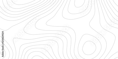 Abstract topography wave lines pattern on white background, topographic contours map background, geographic contour map vector background, White paper curved reliefs for background.