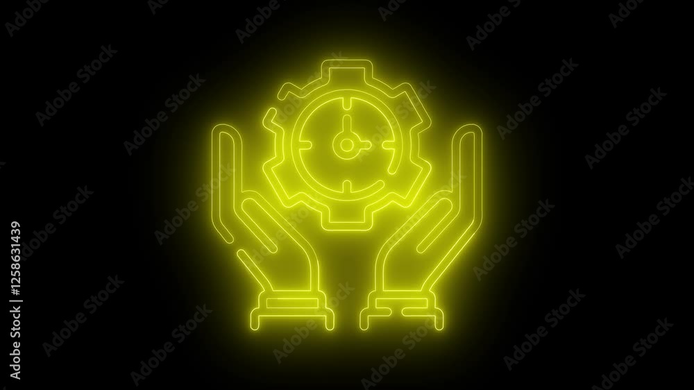 Service icon animation by cyan color neon on black background. Service icon animation by cyan color neon on black background.