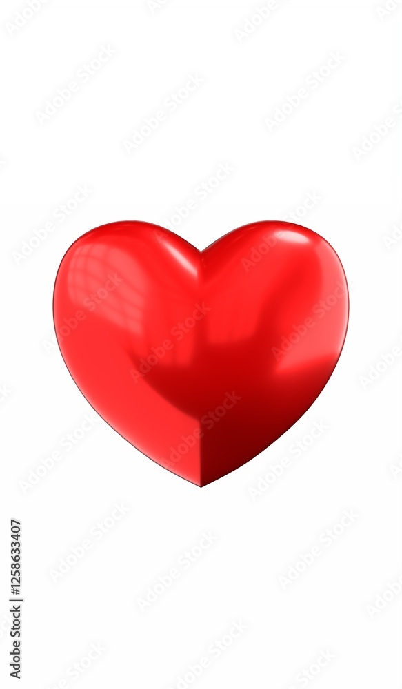 Single red heart isolated on white background - 3D illustration Single red heart isolated on white background - 3D illustration