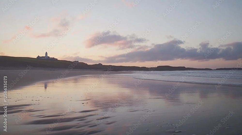 Coastal lighthouse sunset beach reflection serenity travel Coastal lighthouse sunset beach reflection serenity travel