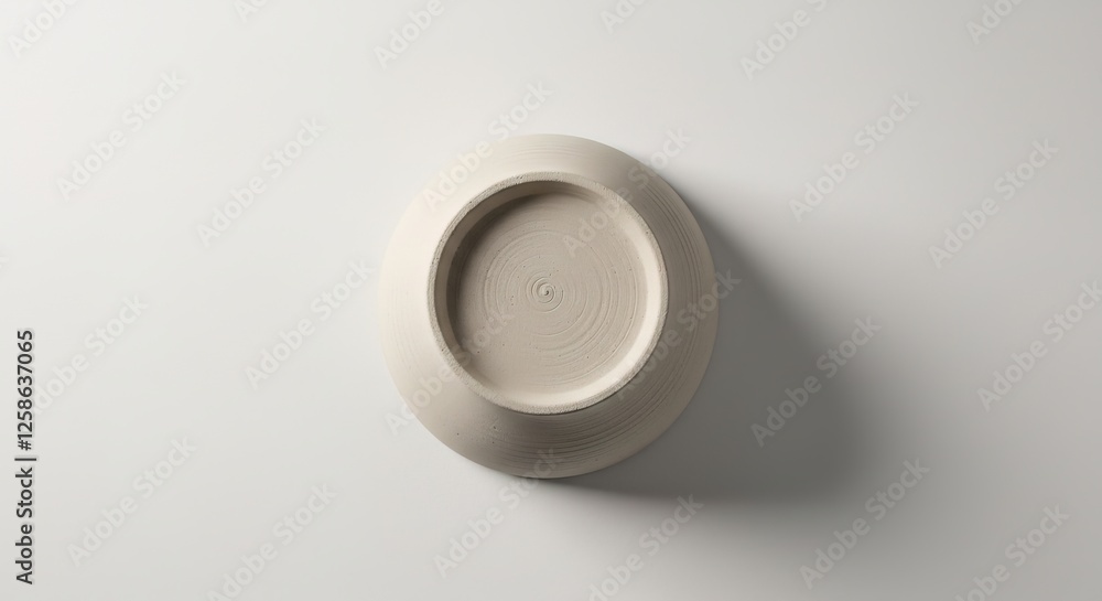 High-angle, close-up shot of a minimalist, light beige ceramic bowl High-angle, close-up shot of a minimalist, light beige ceramic bowl
