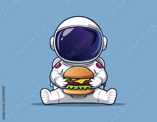 A cartoon character of a man eating fast food hamburger vector.