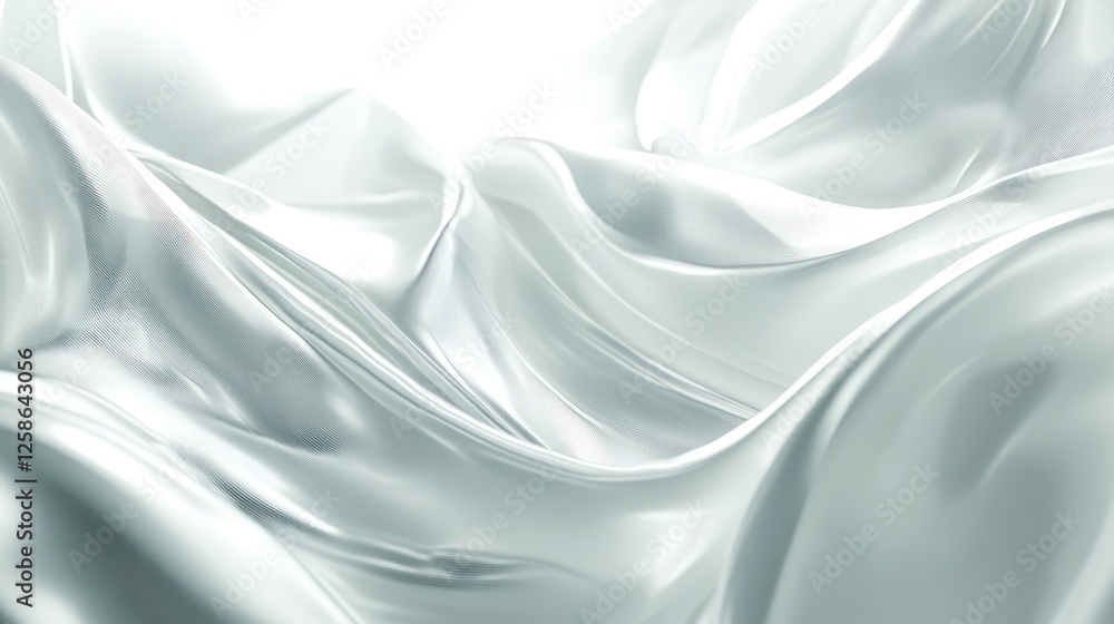 Fototapeta premium A soft, flowing texture of white silk fabric, creating an elegant and serene atmosphere, perfect for backgrounds and design projects.