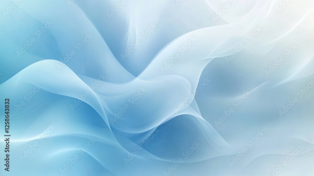 Obraz premium A soothing blend of soft blue hues and flowing abstract shapes creates a tranquil and serene atmosphere, perfect for backgrounds and designs.