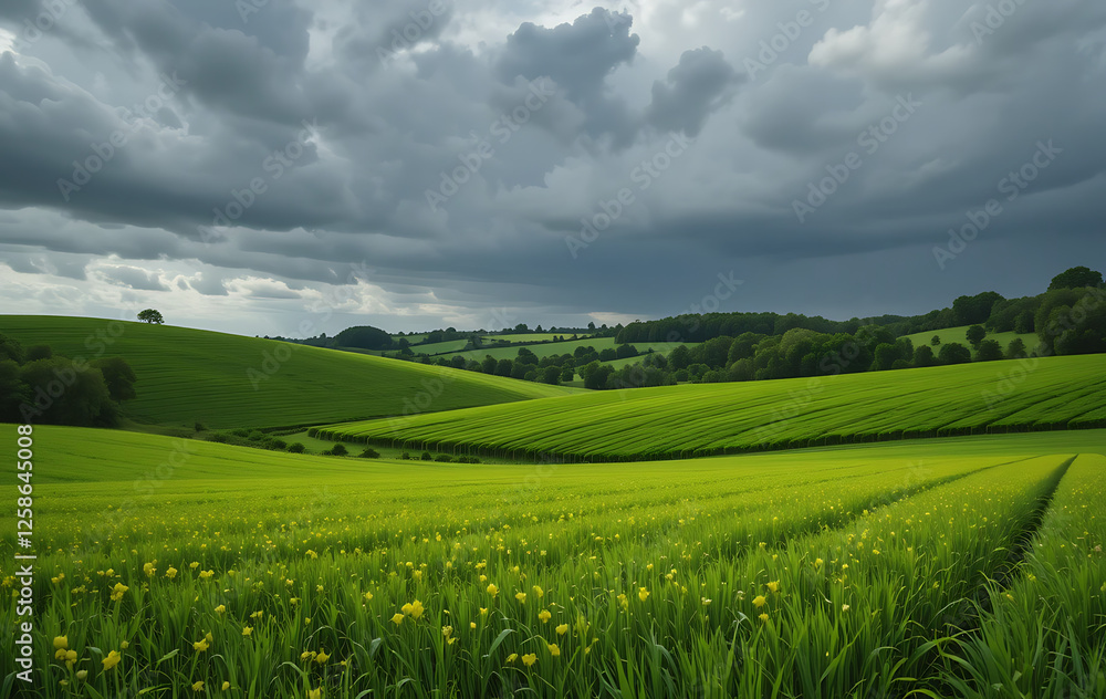 Fototapeta premium 緑、野原、自然、風景、天気