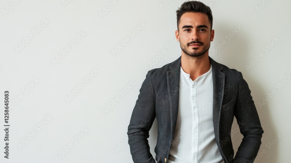 A Confident Man Posing Against A White Background A Confident Man Posing Against A White Background