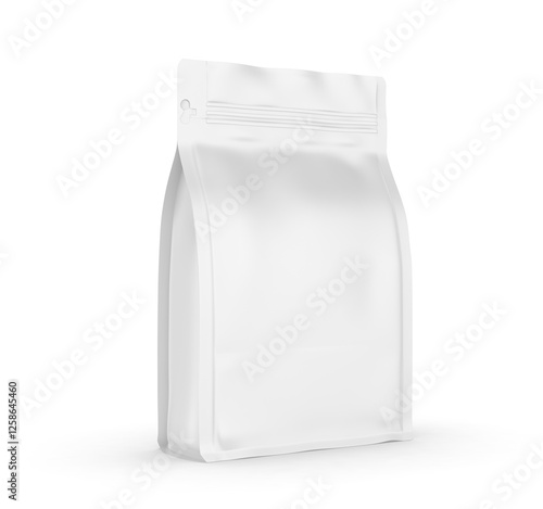 Photography Blank flat bottom kraft paper coffee bag mockup template 3d illustration