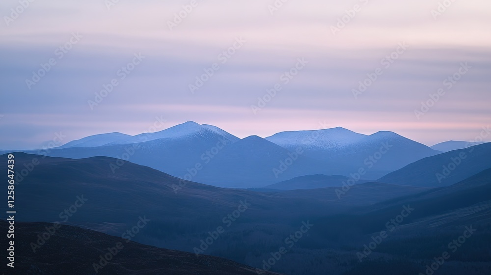 Naklejka premium Serene Winter Mountainscape Under a Pale Sky