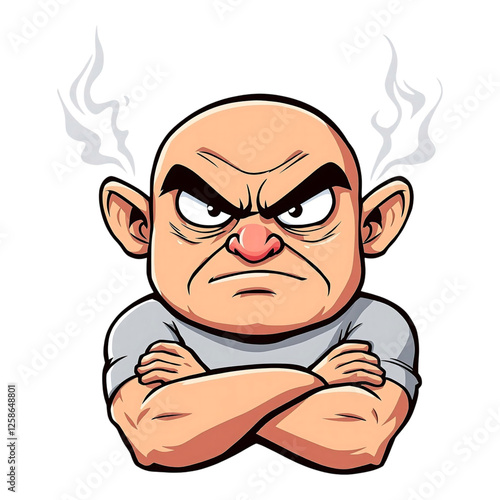 Bald Old Man with an Angry, Furious Face