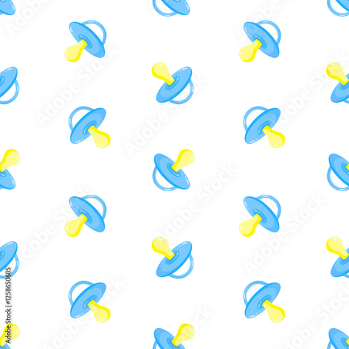 Blue pacifiers vector seamless pattern. Baby dummy. Background, print, packaging design, wrapping