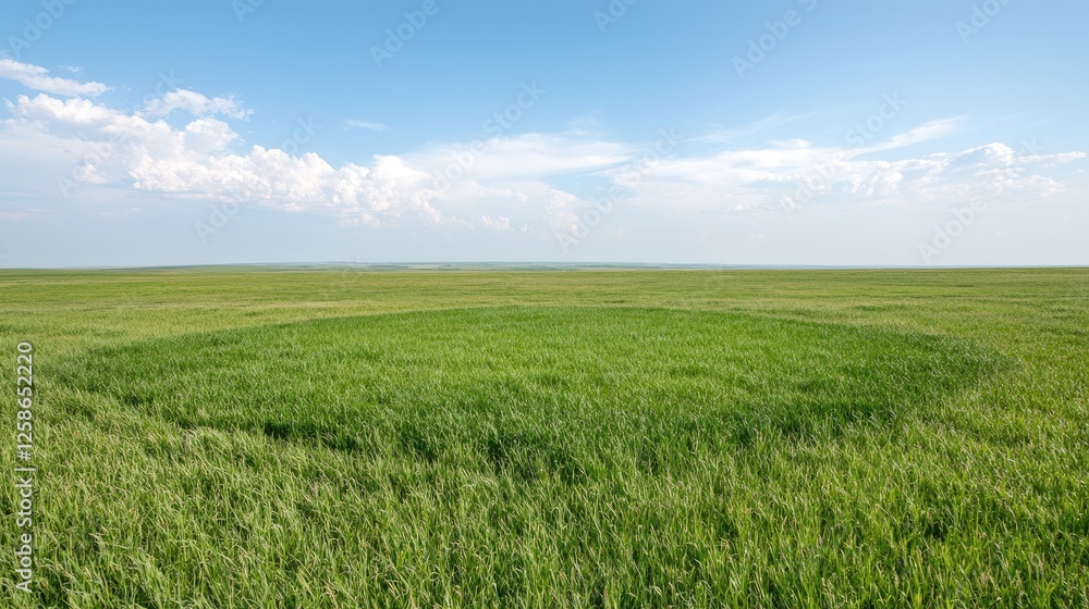 Wide grassy plain under a partly cloudy sky. Possible use for nature backgrounds Wide grassy plain under a partly cloudy sky. Possible use for nature backgrounds