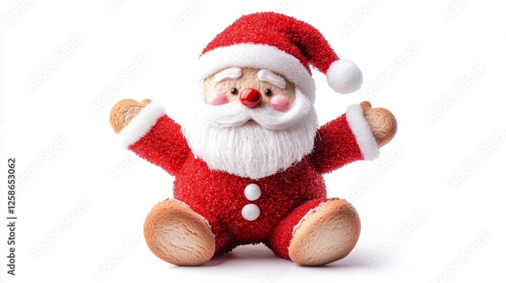 Adorable plush santa claus toy with red suit and white beard Adorable plush santa claus toy with red suit and white beard