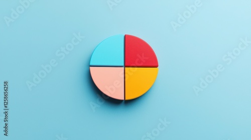 A colorful circular pie chart divided into four sections, featuring blue, red, yellow, and pink segments against a light blue background. Free Download A colorful circular pie chart divided into four sections, featuring blue, red, yellow, and pink segments against a light blue background. - GFXLoad