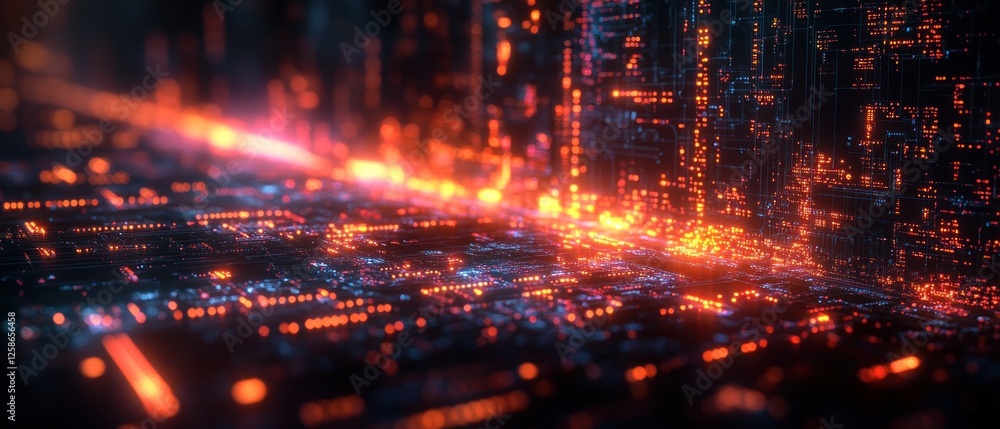 Abstract Digital Network with Glowing Lines and Lights Abstract Digital Network with Glowing Lines and Lights