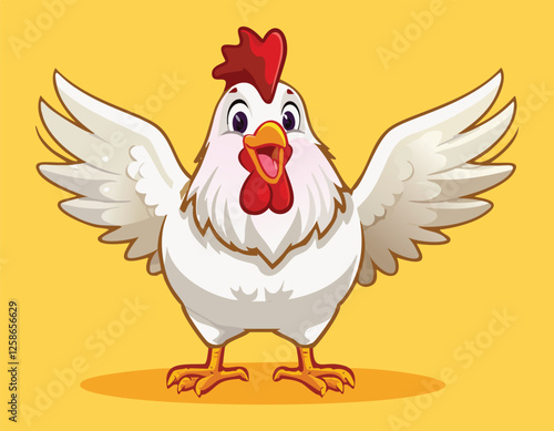 Cute cartoon chicken vector simple flat design.