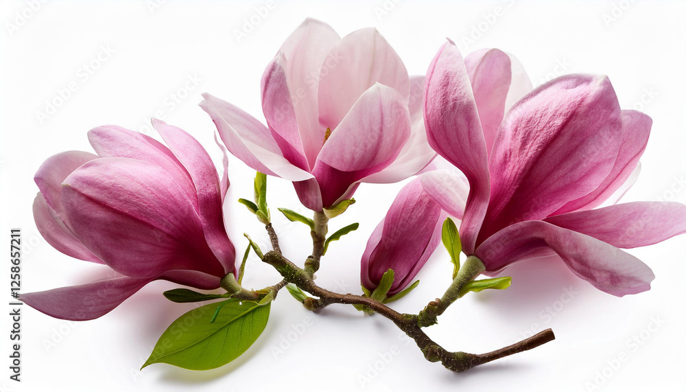 stunning blooming magnolia flower bouquet isolated on white background stunning blooming magnolia flower bouquet isolated on white background