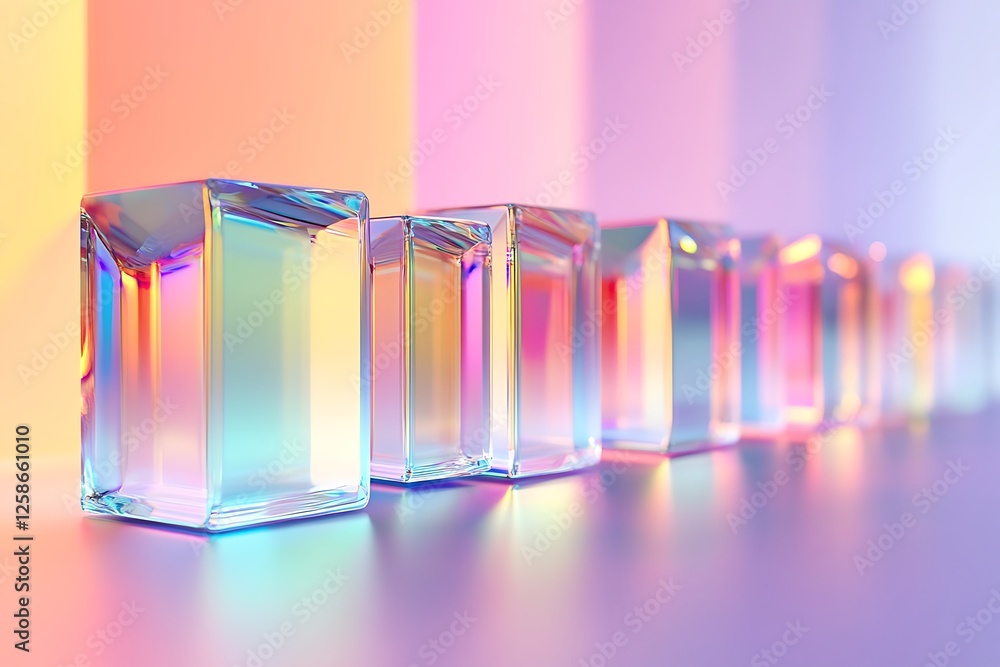 3D abstract glass square shapes, iridescent crystal transparent plates, flying rainbow panels with holographic gradient, dispersion light for UI design, digital tech background. 3D abstract glass square shapes, iridescent crystal transparent plates, flying rainbow panels with holographic gradient, dispersion light for UI design, digital tech background.