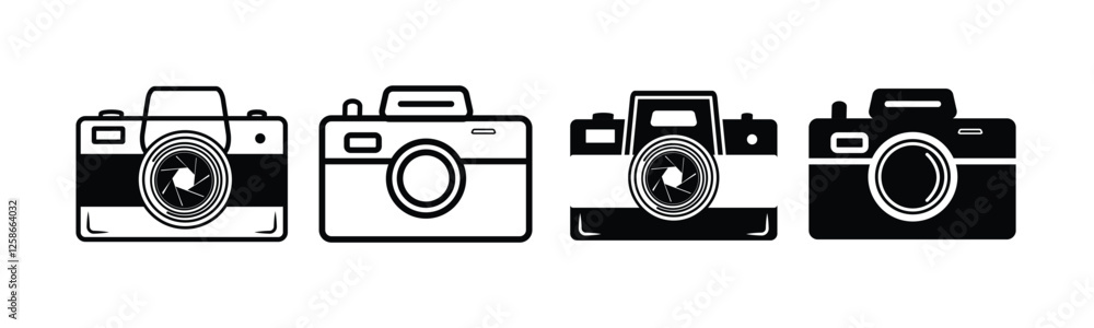Camera icon set. photo camera symbol in flat style. photography camera line art signs, vector illustration. Camera icon set. photo camera symbol in flat style. photography camera line art signs, vector illustration.