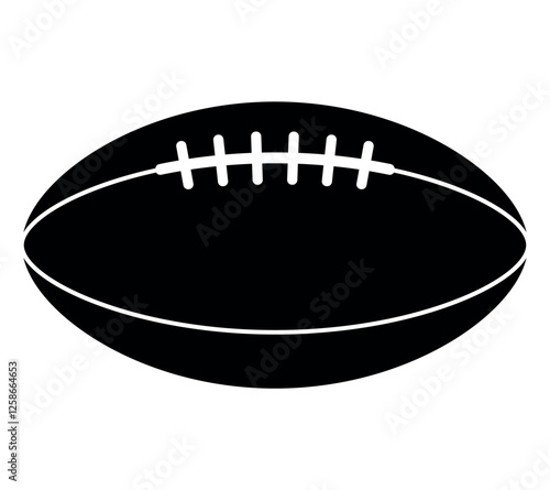 American football Rugby ball - black and white vector silhouette symbol illustration, white background