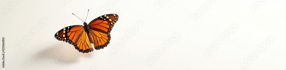 Fototapeta premium Large monarch butterfly, sharp focus, pristine white backdrop , insect, wildlife photography