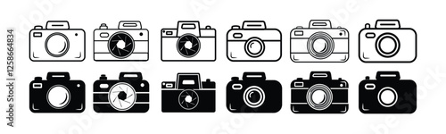 Camera icon set. photo camera icon. camera photography icon set.