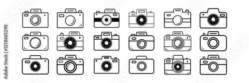 Foto/photo camera icon vector set. Photo illustration sign. Photo camera symbol. Photo session logo. Photography flash symbol set.