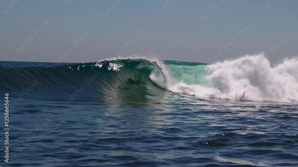 Low-angle video captures gentle ocean waves under a clear blue sky, emphasizing tranquility and the vastness of the sea in a serene style. Low-angle video captures gentle ocean waves under a clear blue sky, emphasizing tranquility and the vastness of the sea in a serene style.