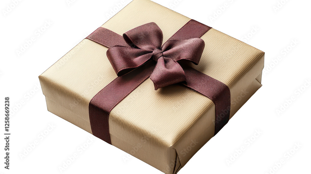 Obraz premium beige gift box isolated on white background