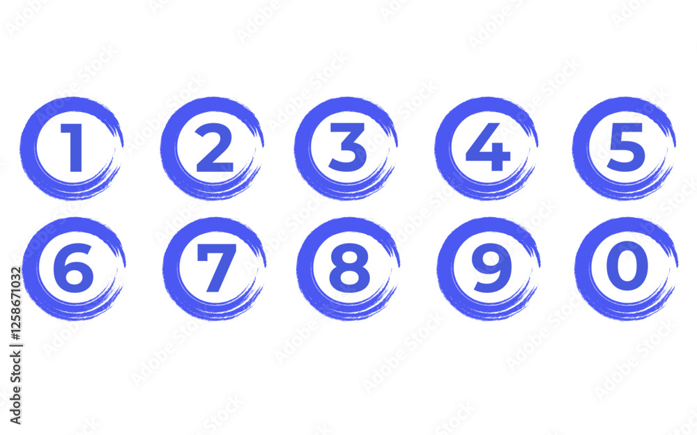 Numbers from 1 to 9 with blue brush
Number point digits on a white background vector Numbers from 1 to 9 with blue brush
Number point digits on a white background vector