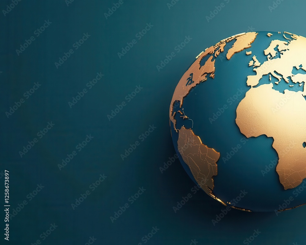 Fototapeta premium Global funds illustrated as financial graphs rising from the continents on a digital earth