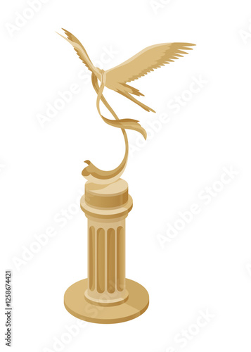 Monument icon isometric. Symbol of monumental art. Famous national memorial on white background. Vector cartoon illustration