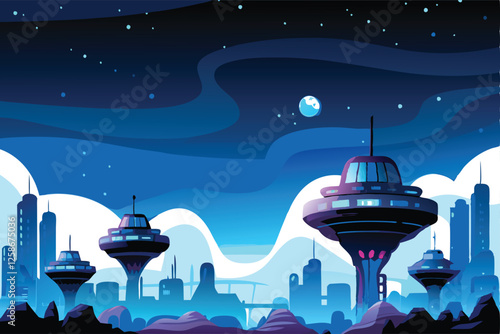A breathtaking futuristic alien city, featuring colossal floating islands interconnected by luminous bridges, advanced architecture, and vibrant neon lights.