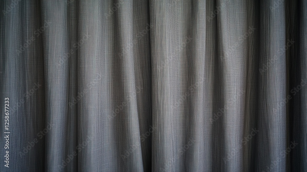 Fototapeta premium Gray Fabric Curtain Texture Close Up View