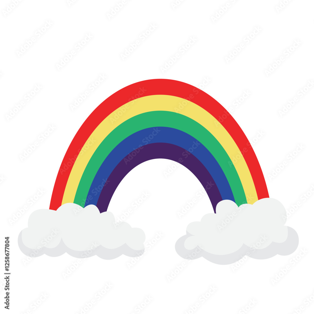 Rainbow with clouds on either side, perfect for nature inspired designs, weather related graphics, colorful backgrounds and cheerful illustrations Rainbow with clouds on either side, perfect for nature inspired designs, weather related graphics, colorful backgrounds and cheerful illustrations