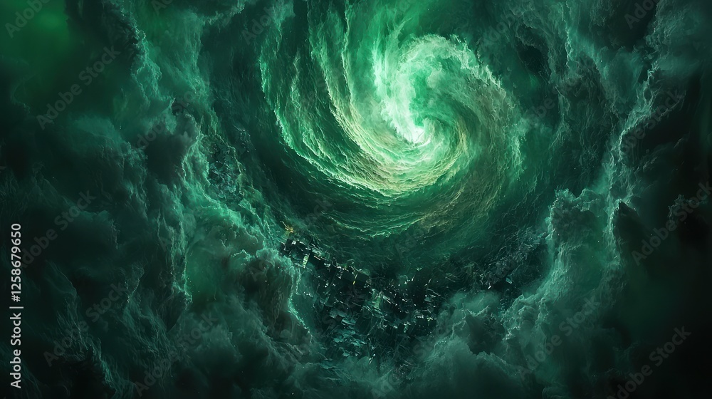 Emerald Green Cosmic Vortex Swirling Nebula Cloudscape Emerald Green Cosmic Vortex Swirling Nebula Cloudscape
