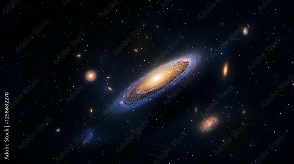 Fototapeta premium Colorful Spiral Galaxy In Deep Space