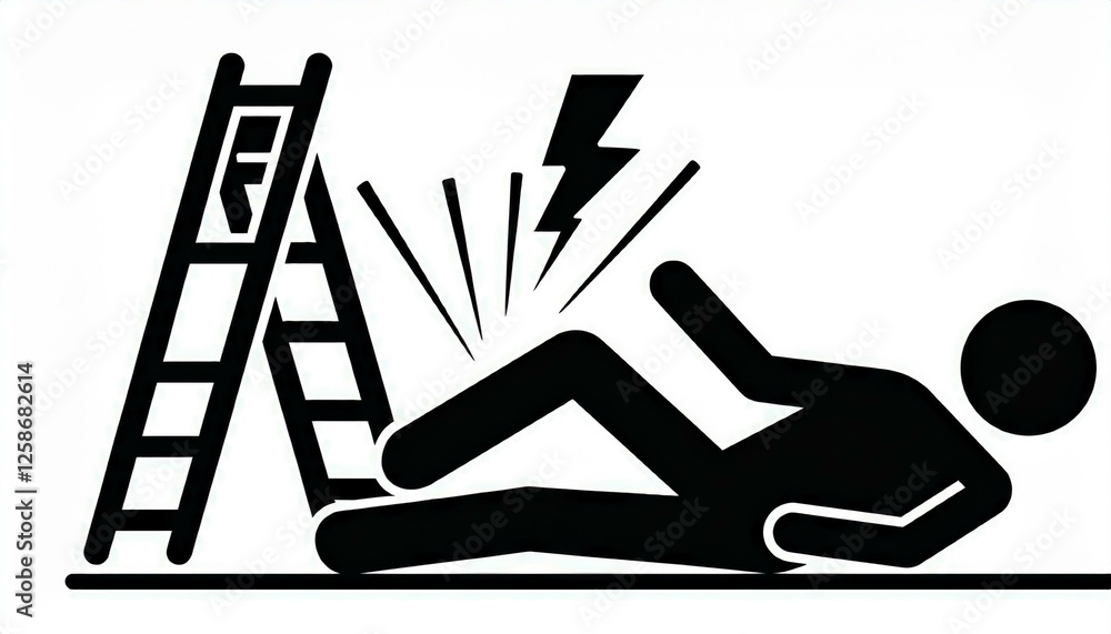 custom made wallpaper toronto digitalAccident pictogram man icon. Ladder falling, injury leg, bike accident pictogram sign set. Warning, electric shock, danger icon stick man perfect any project.