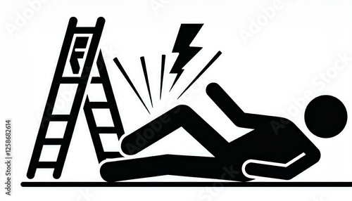 Wallpaper Mural Accident pictogram man icon. Ladder falling, injury leg, bike accident pictogram sign set. Warning, electric shock, danger icon stick man perfect any project. Torontodigital.ca